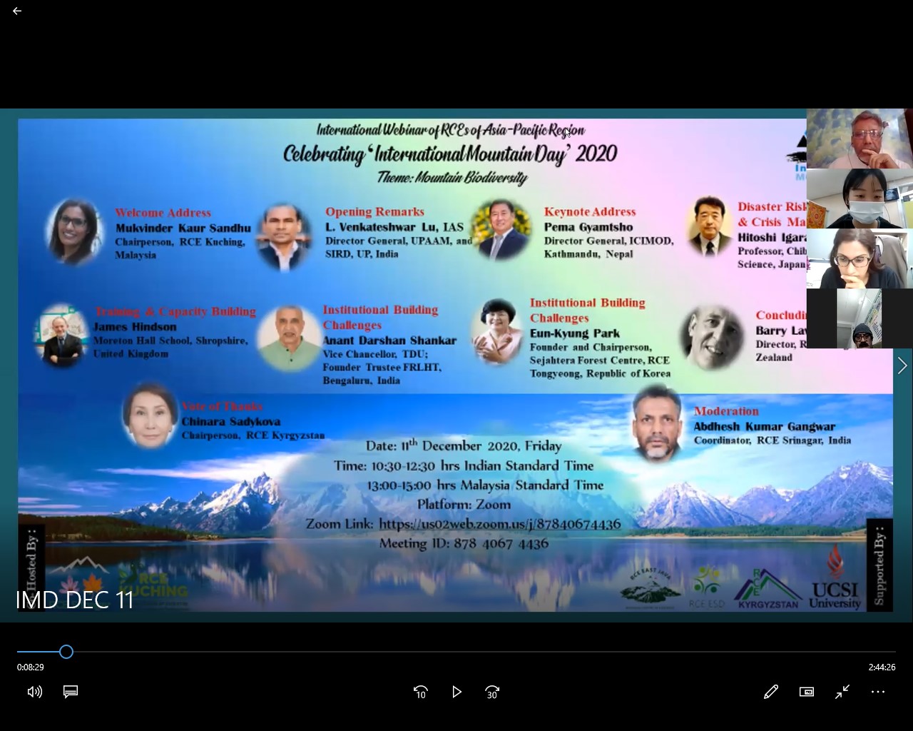 You are currently viewing International Webinar of RCEs of Asia Pacific Region Celebrating “International Mountain Day 2020”
